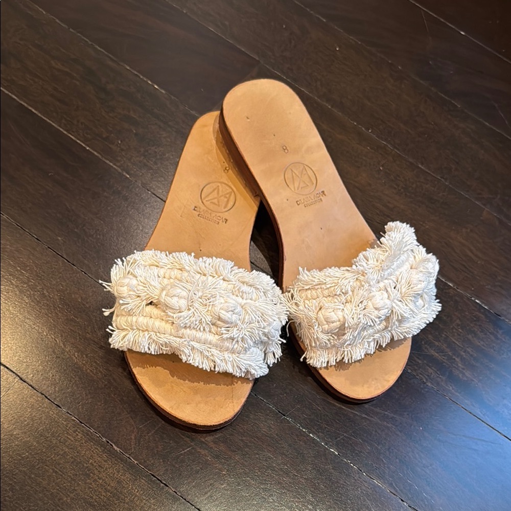 Dilara Acar Bodrum Cream Bohemian Slide Sandals